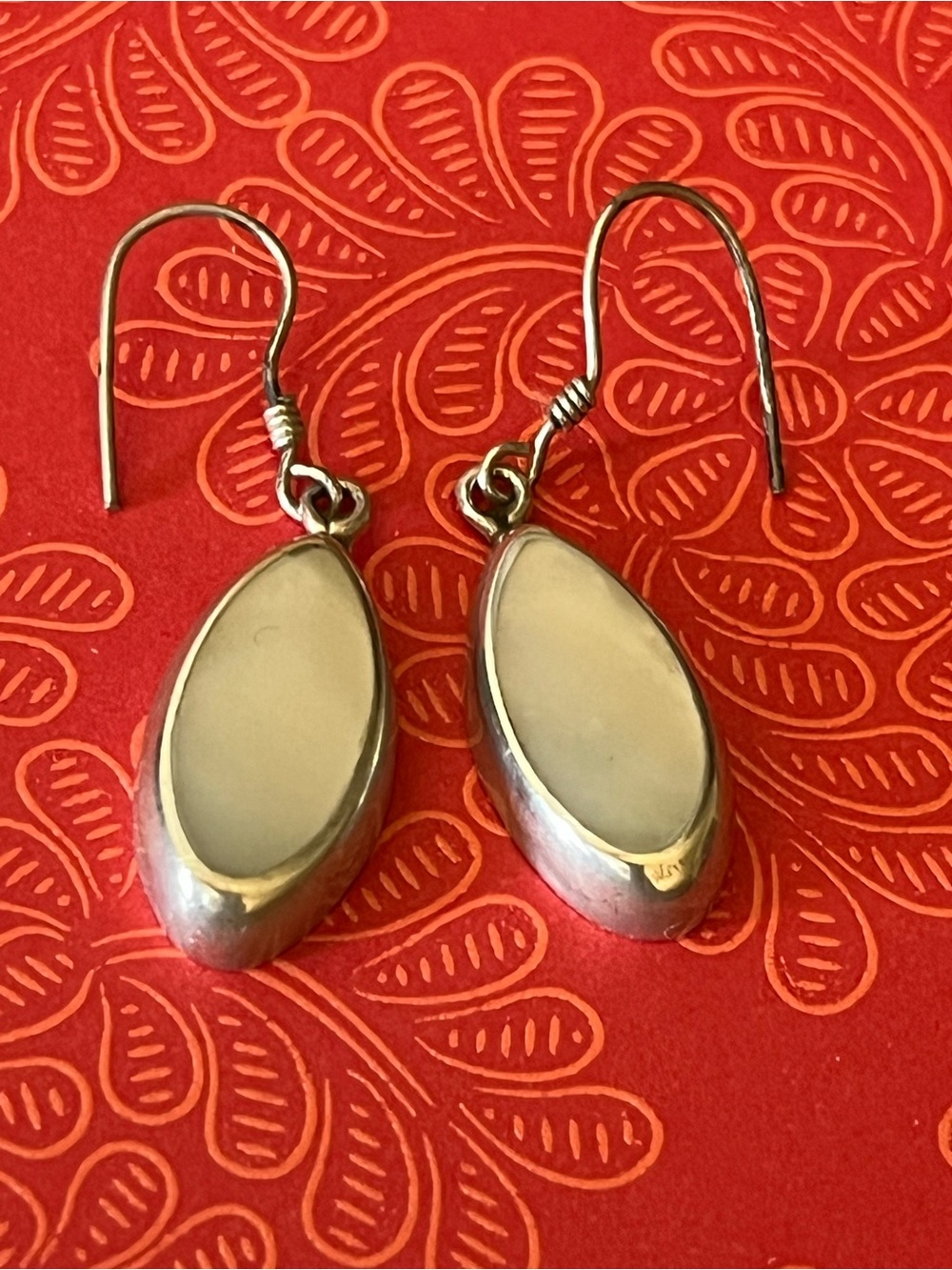 Sterling Silver Cream Teardrop Dangle Earrings - Picture 3 of 8